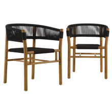 Load image into Gallery viewer, Vienna Outdoor Patio Teak and Rope Curved-Back Dining Armchairs Set of 2 by Modway
