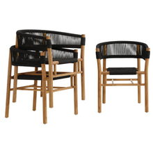 Load image into Gallery viewer, Vienna Outdoor Patio Teak and Rope Curved-Back Dining Armchairs Set of 2 by Modway
