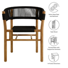 Load image into Gallery viewer, Vienna Outdoor Patio Teak and Rope Curved-Back Dining Armchairs Set of 2 by Modway
