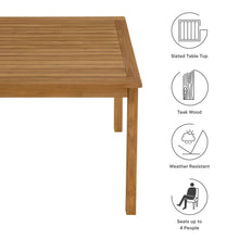 Load image into Gallery viewer, Vienna 34&quot; Square Outdoor Patio Teak Wood Dining Table by Modway

