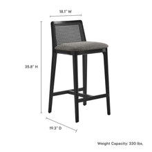 Load image into Gallery viewer, Monarch Wood and Rattan Counter Stool by Modway
