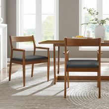 Load image into Gallery viewer, Solara Vegan Leather Wood Dining Armchairs Set of 2 by Modway
