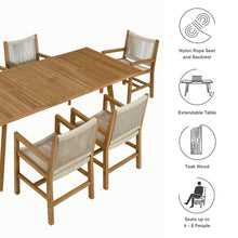 Load image into Gallery viewer, Vienna 7-Piece Outdoor Patio Teak and Rope Dining Set with Armchairs by Modway
