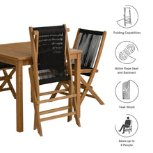 Load image into Gallery viewer, Vienna 5-Piece Outdoor Patio Teak Wood Dining Set with Rope Folding Chairs by Modway
