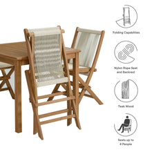 Load image into Gallery viewer, Vienna 5-Piece Outdoor Patio Teak Wood Dining Set with Rope Folding Chairs by Modway
