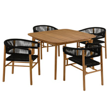 Load image into Gallery viewer, Vienna 5-Piece Outdoor Patio Teak and Rope Dining Set with Curved-Back Armchairs by Modway
