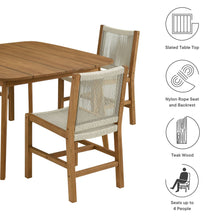 Load image into Gallery viewer, Vienna 5-Piece Outdoor Patio Teak and Rope Dining Set with Armless Chairs by Modway
