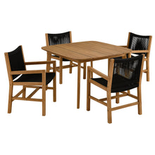Load image into Gallery viewer, Vienna 5-Piece Outdoor Patio Teak and Rope Dining Set with Armchairs by Modway
