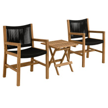Load image into Gallery viewer, Vienna 3-Piece Outdoor Patio Teak and Rope Armchairs with Folding Side Table by Modway
