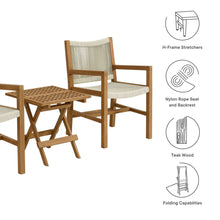 Load image into Gallery viewer, Vienna 3-Piece Outdoor Patio Teak and Rope Armchairs with Folding Side Table by Modway
