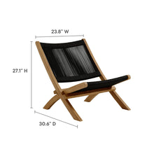 Load image into Gallery viewer, Vienna 3-Piece Outdoor Patio Teak and Rope Folding Lounge Chairs and Side Table by Modway

