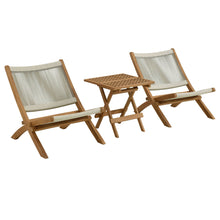 Load image into Gallery viewer, Vienna 3-Piece Outdoor Patio Teak and Rope Folding Lounge Chairs and Side Table by Modway
