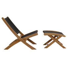 Load image into Gallery viewer, Vienna 2-Piece Outdoor Patio Teak and Rope Folding Accent Lounge Chair and Ottoman Set by Modway
