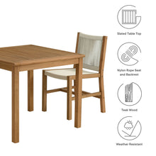 Load image into Gallery viewer, Vienna 3-Piece Outdoor Patio Teak and Rope Dining Set with Armless Chiars by Modway
