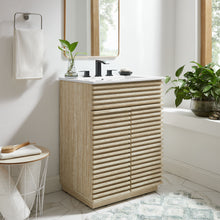 Load image into Gallery viewer, Render 24&quot; Faux Travertine Bathroom Vanity Cabinet (Sink Not Included) by Modway
