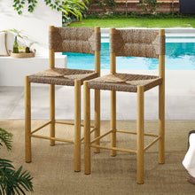 Load image into Gallery viewer, Parkland Outdoor Patio Rattan and Aluminum Counter Stools Set of 2 by Modway
