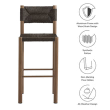 Load image into Gallery viewer, Parkland Outdoor Patio Rattan and Aluminum Bar Stools Set of 2 by Modway
