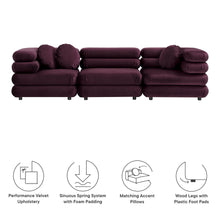 Load image into Gallery viewer, Jubilee 3-Piece Modular Performance Velvet Sectional Sofa by Modway
