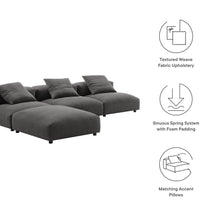 Load image into Gallery viewer, Solace 4-Piece Modular Upholstered Fabric Sectional Sofa by Modway

