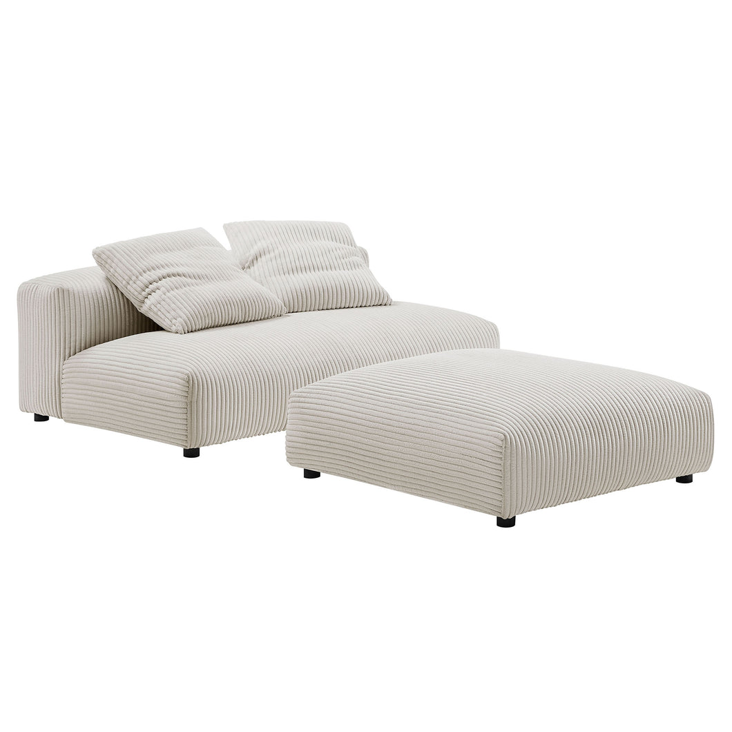 Solace Modular Corduroy Upholstered Armless Loveseat and Ottoman Set by Modway