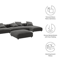 Load image into Gallery viewer, Solace 4-Piece Modular Upholstered Fabric Sectional Sofa With Ottoman by Modway
