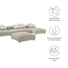 Load image into Gallery viewer, Solace 4-Piece Modular Upholstered Fabric Sectional Sofa With Ottoman by Modway
