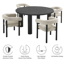 Load image into Gallery viewer, Nautica 5-Piece Round Outdoor Patio Aluminum Dining Table and Chairs Set by Modway

