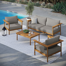 Load image into Gallery viewer, Wren 4-Piece Outdoor Patio Teak Wood Furniture Set by Modway
