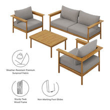 Load image into Gallery viewer, Wren 4-Piece Outdoor Patio Teak Wood Furniture Set by Modway
