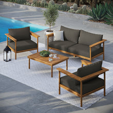 Load image into Gallery viewer, Wren 4-Piece Outdoor Patio Teak Wood Furniture Set by Modway
