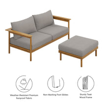 Load image into Gallery viewer, Wren 2-Piece Outdoor Patio Teak Wood Sofa and Ottoman Set by Modway
