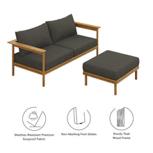 Load image into Gallery viewer, Wren 2-Piece Outdoor Patio Teak Wood Sofa and Ottoman Set by Modway

