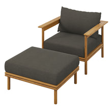 Load image into Gallery viewer, Wren Outdoor Patio Teak Wood Armchair and Ottoman Set by Modway
