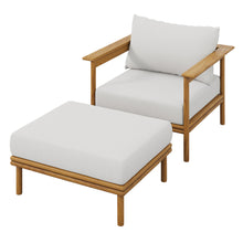 Load image into Gallery viewer, Wren Outdoor Patio Teak Wood Armchair and Ottoman Set by Modway
