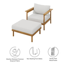 Load image into Gallery viewer, Wren Outdoor Patio Teak Wood Armchair and Ottoman Set by Modway
