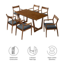 Load image into Gallery viewer, Solara 7-Piece Wood Dining Set with Vegan Leather Armchairs by Modway
