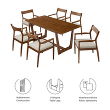 Load image into Gallery viewer, Solara 7-Piece Wood Dining Set with Fabric Upholstered Armchairs by Modway
