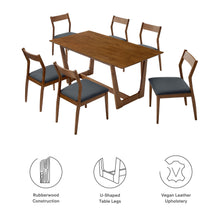 Load image into Gallery viewer, Solara 7-Piece Wood Dining Set with Vegan Leather Side Chairs by Modway
