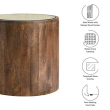 Load image into Gallery viewer, Truett Round Wood Rattan Side Table by Modway
