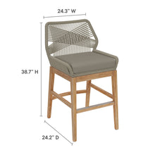 Load image into Gallery viewer, Wellspring Outdoor Patio Teak and Rope Counter Stool by Modway
