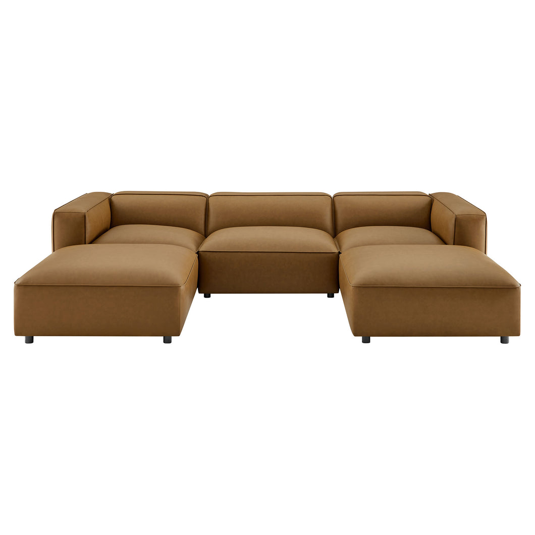 Auren 5-Piece Upholstered Vegan Leather Modular U-Shaped Sofa by Modway