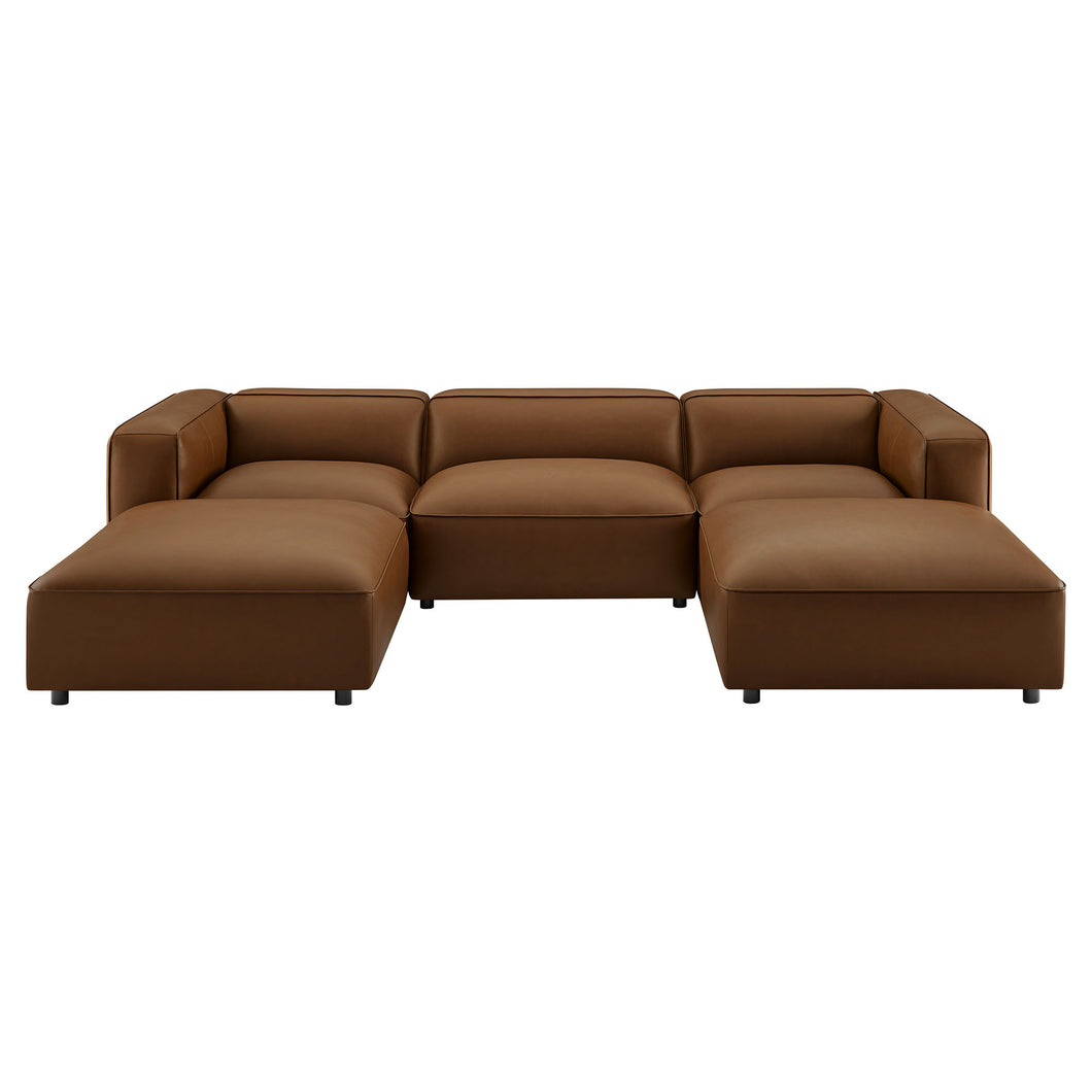 Auren 5-Piece Upholstered Vegan Leather Modular U-Shaped Sofa by Modway