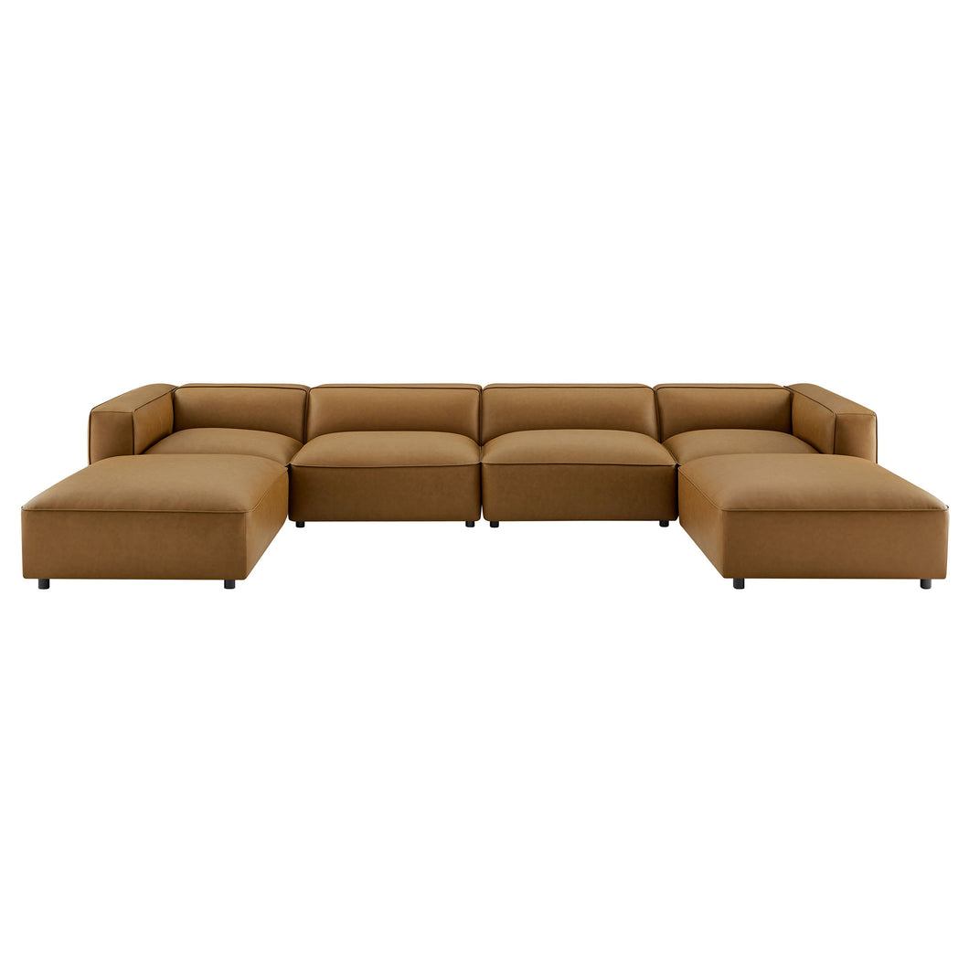 Auren 6-Piece Upholstered Vegan Leather Modular Sofa by Modway