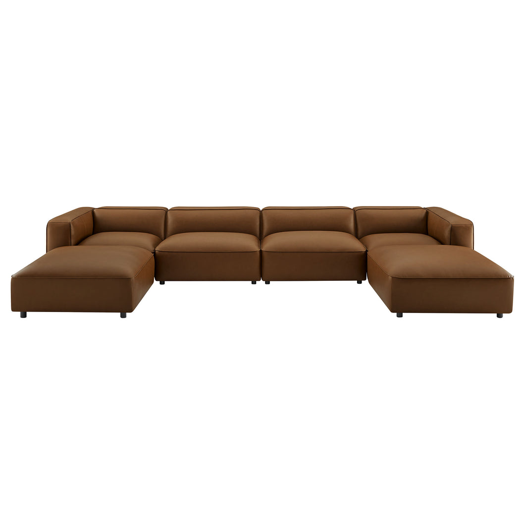 Auren 6-Piece Upholstered Vegan Leather Modular Sofa by Modway