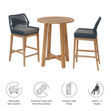 Load image into Gallery viewer, Wellspring 3-Piece Outdoor Patio Teak Wood Bar Set by Modway
