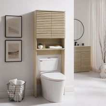 Load image into Gallery viewer, Render Over the Toilet Faux Travertine Bathroom Storage Cabinet by Modway

