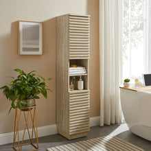 Load image into Gallery viewer, Render Tall Narrow Faux Travertine Linen Storage Cabinet by Modway
