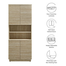 Load image into Gallery viewer, Render Tall Faux Travertine Linen Storage Cabinet by Modway
