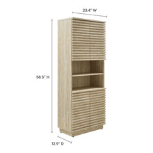 Load image into Gallery viewer, Render Tall Faux Travertine Linen Storage Cabinet by Modway
