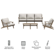 Load image into Gallery viewer, Saratoga 4-Piece Outdoor Patio Teak Wood Furniture Set by Modway
